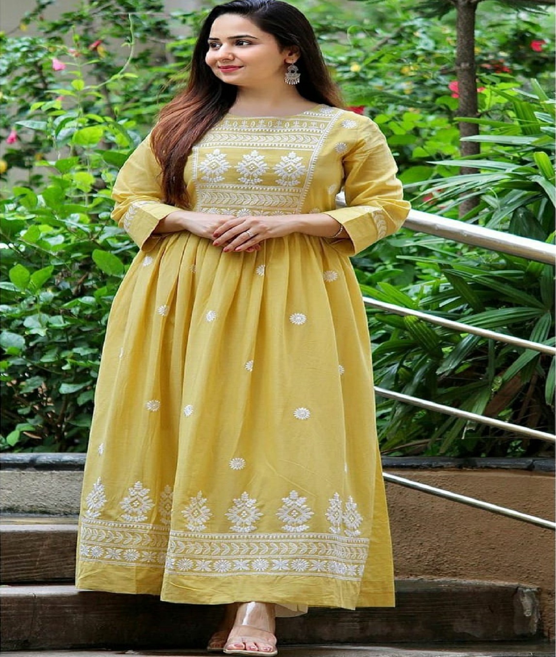 Fabric cotton Kurti with heavy embroidery 